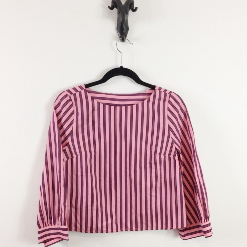 Zara Pinstripe Bell Sleeve Top